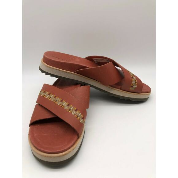 Merrell Women's Juno Redwood Full Grain Leather Slide Sandals Size 9 NEW - Picture 4 of 12